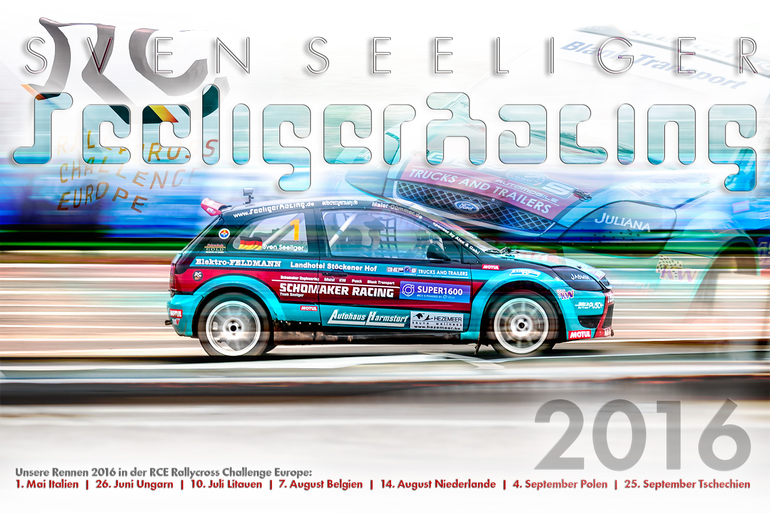 Die Vorbereitungen laufen, Sven Seeliger, der Champion von 2014 tritt auch 2016 wieder in der Rallycross Challenge Europe, Super 1600 mit seinem Ford Fiesta an! Die Vorbereitungen laufen, Sven Seeliger, der Champion von 2014 tritt auch 2016 wieder in der Rallycross Challenge Europe, Super 1600 mit seinem Ford Fiesta an!